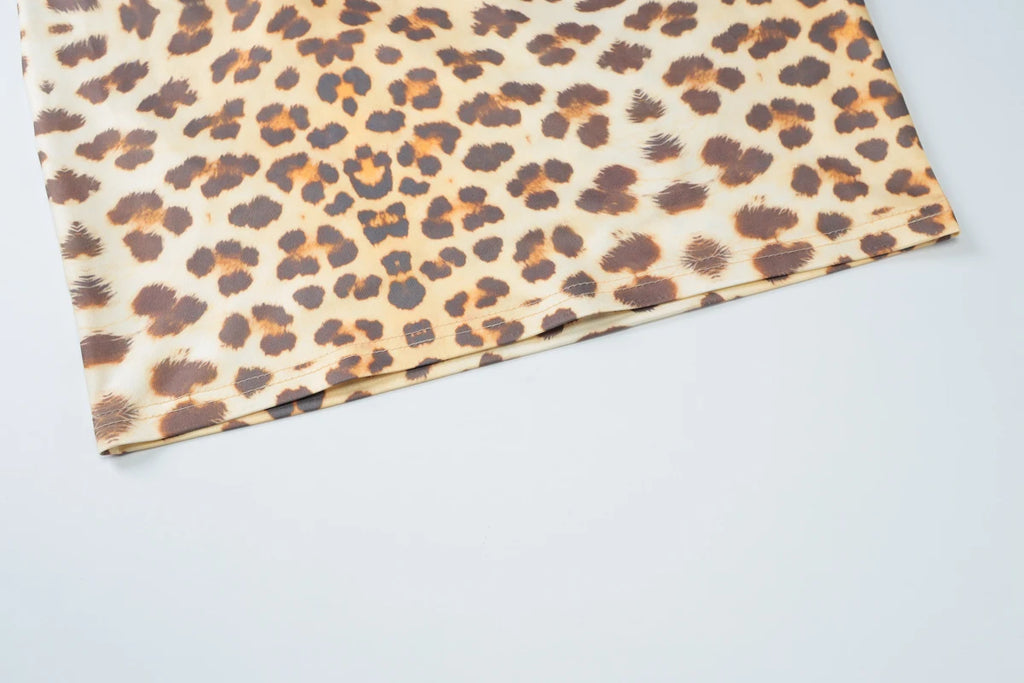 Leona Leopard Lace-Trim Bodycon Mini Dress