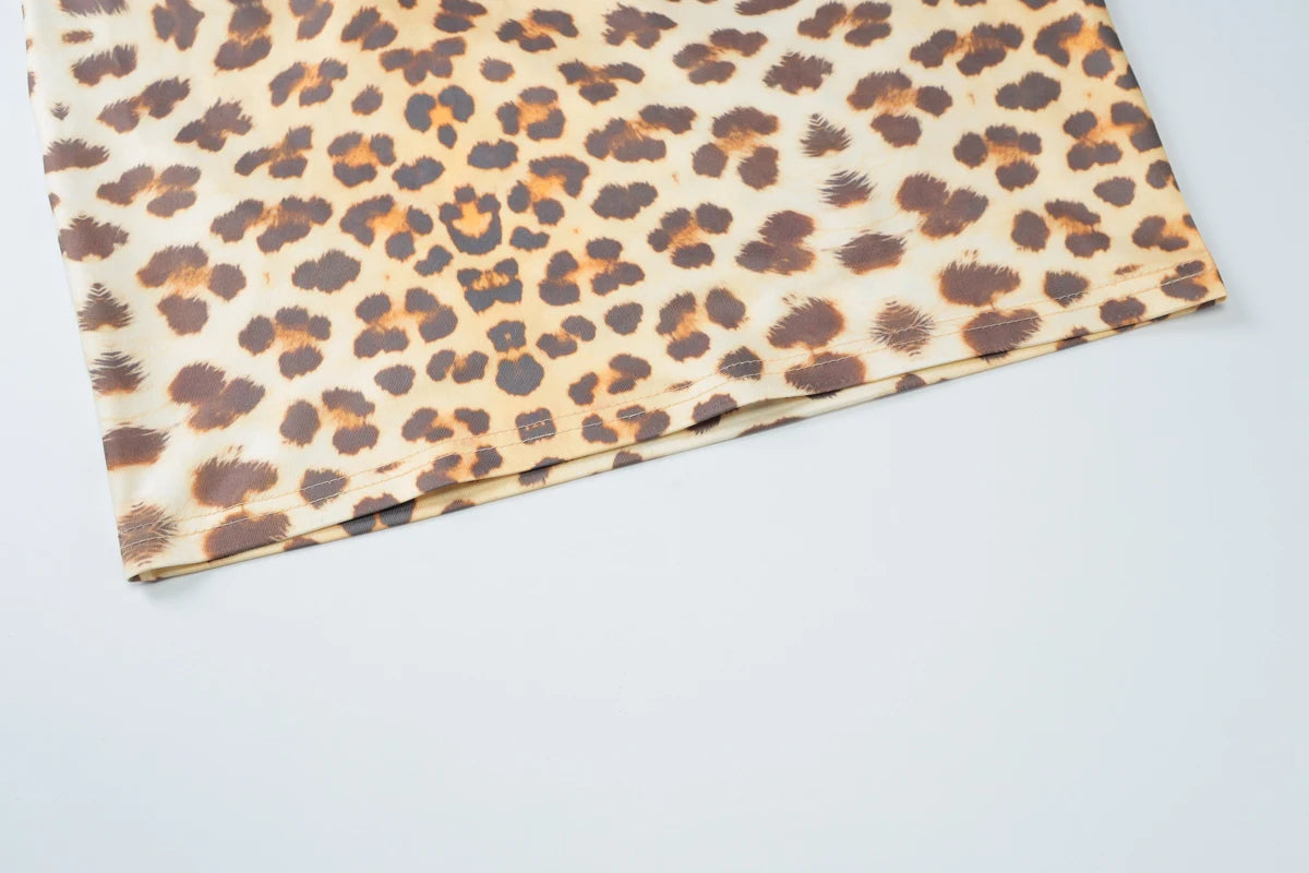 Leona Leopard Lace-Trim Bodycon Mini Dress