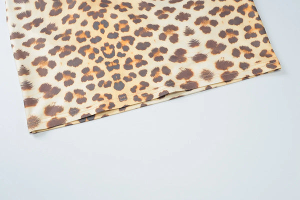 Leona Leopard Lace-Trim Bodycon Mini Dress