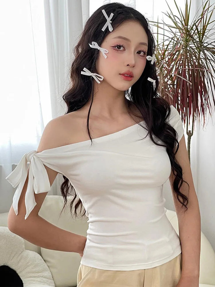 Talia Ruched One-Shoulder Backless Crop Top One-piece Secondary image