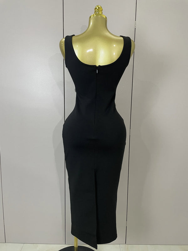 Elowen Diamond Floral Bandage Midi Dress