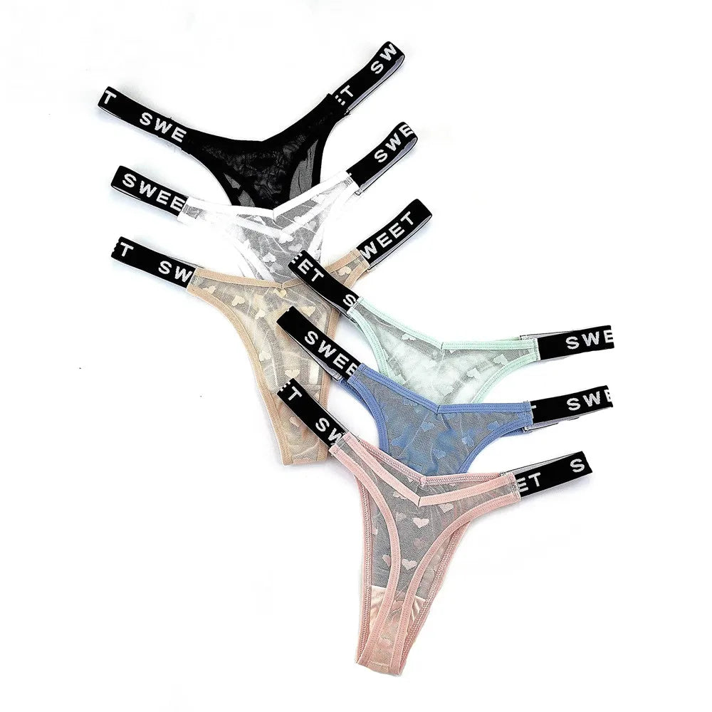 Amara Letter-Waist Mesh Thong Pack Lingerie 3-piece Main image