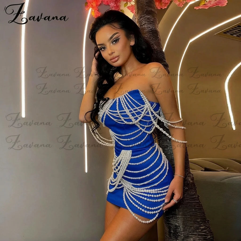 Odessa Beaded Scoop-Neck Homecoming Mini Dress