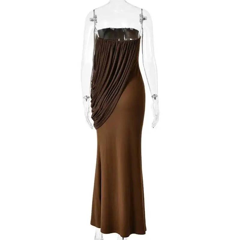 Valentina Draped Strapless Mermaid Maxi Dress