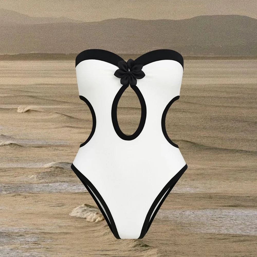 Bandeau 2025 Sexy Women One Piece Swimsuit Female Swimwear Hollow Out Biquini Monokini Swimming Suit Bathing Suit Beachwear