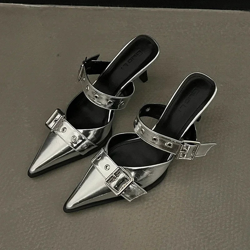 Veda Metal-Buckle Pointed-Toe Heels Main image