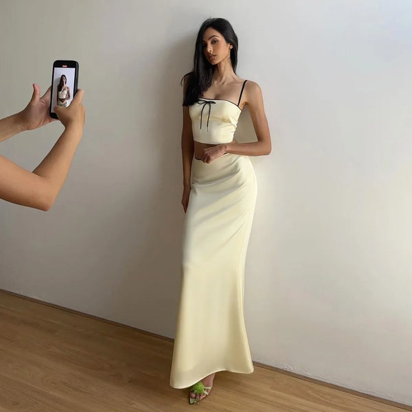 Liana Satin Cami Maxi Skirt Set Two-piece