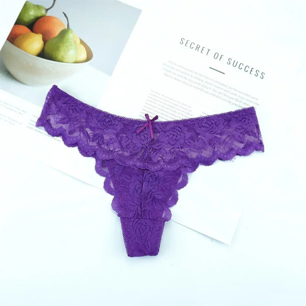 Violetta Sheer Lace G-String Panty Pack Lingerie 3-piece