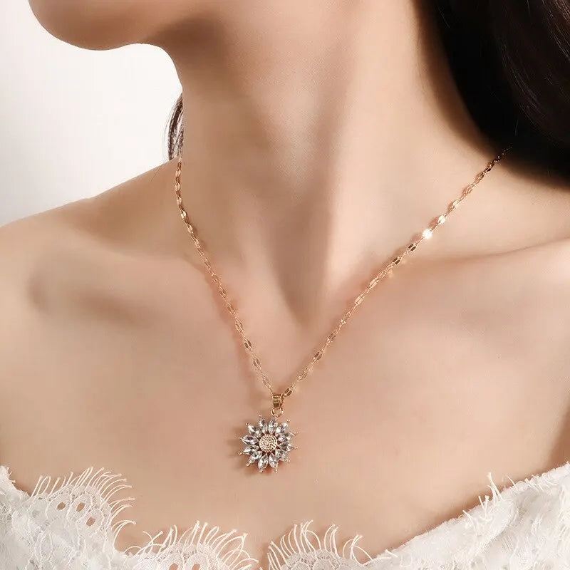 Delia Zirconia Flower Pendant Necklace