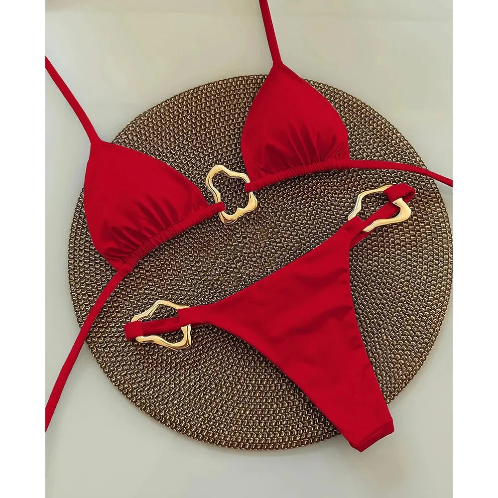 Maya Lace-Up Solid Bikini Two-piece