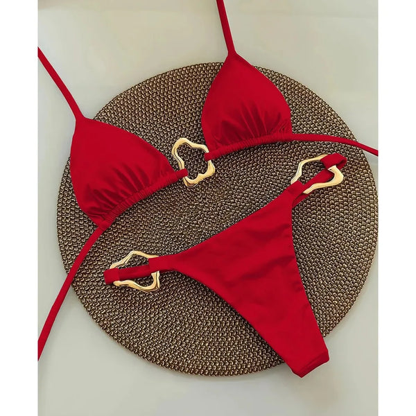 Maya Lace-Up Solid Bikini Two-piece