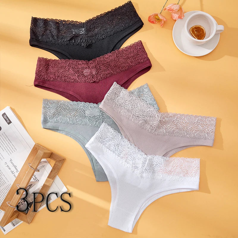 Danica Cotton Lace Brief Pack Lingerie 3-piece Main image