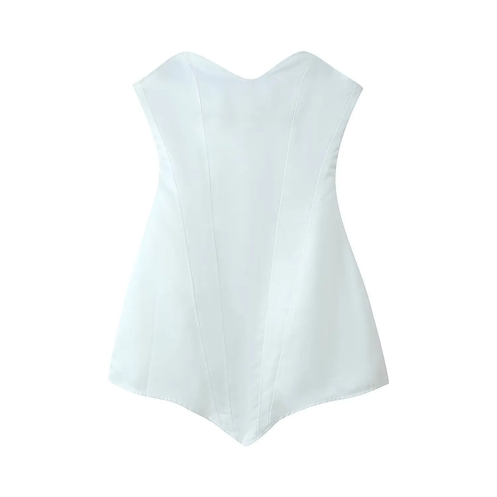 Noelle Boned-Waist V-Neck Mini Dress