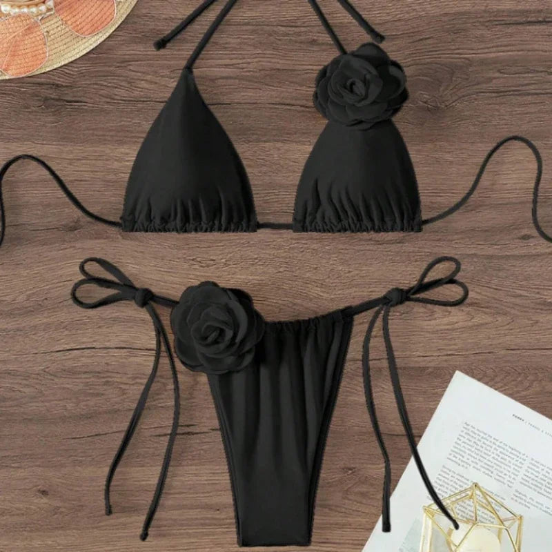 Amara 3D Floral Halter Bikini Two-piece Secondary image