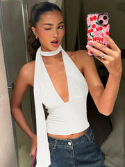 Lena Sunset Sleeveless Halter Scarf Top