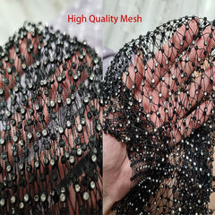Leqoel Sexy Mesh Crop Tops for Women 2022 Summer Rhinestones Fashion Party See Through Fishnet Tank Hollow Out Backless Top New