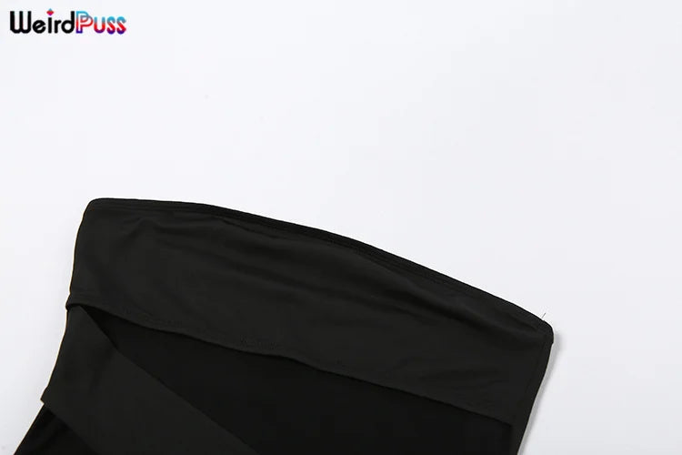 Aria Noir Strapless Sheer Mesh Bodycon Mini Dress