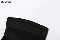 Aria Noir Strapless Sheer Mesh Bodycon Mini Dress