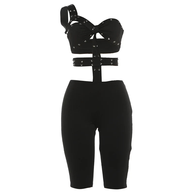 Riviera Studded Halter Romper One-piece