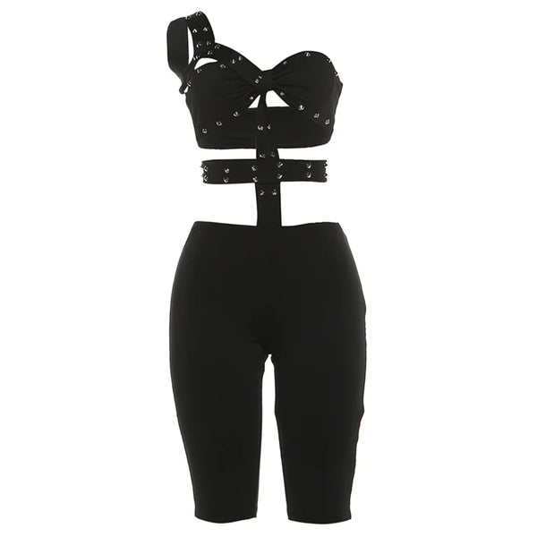 Riviera Studded Halter Romper One-piece
