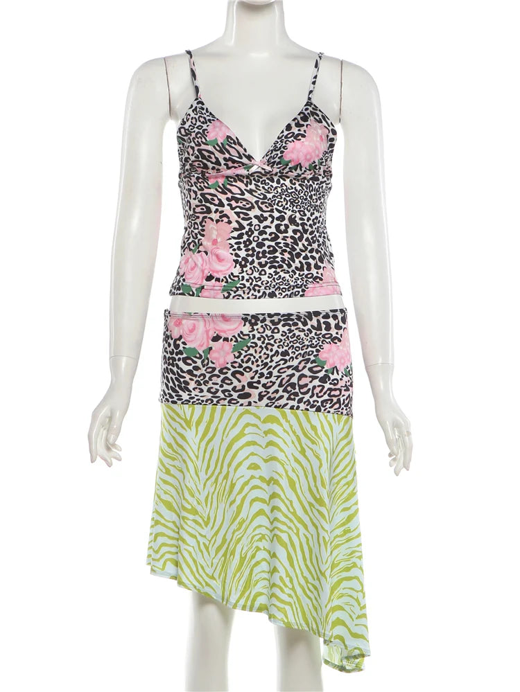 Tallulah Animal Print Printed Midi Skirt Set Two-piece
