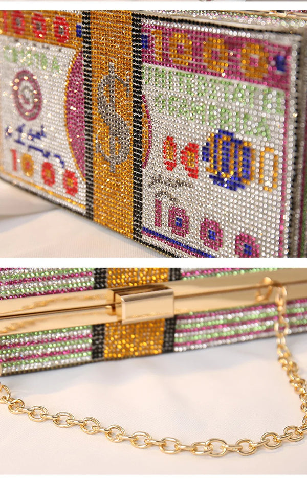 Odessa Crystal Money-Stack Box Clutch