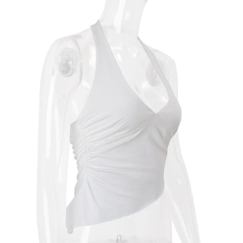 Isabella Halo Ruched Halter Sleeveless One-piece Top
