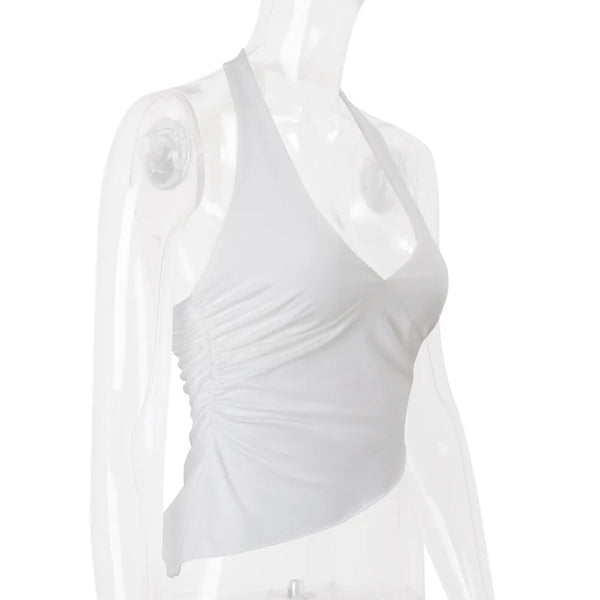 Isabella Halo Ruched Halter Sleeveless One-piece Top