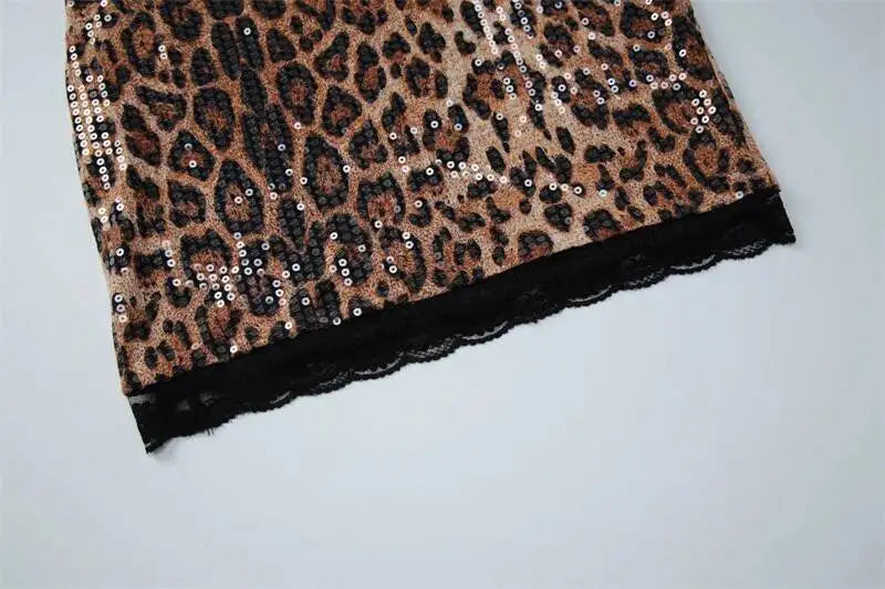 Luciana Leopard Sequin Mini Dress