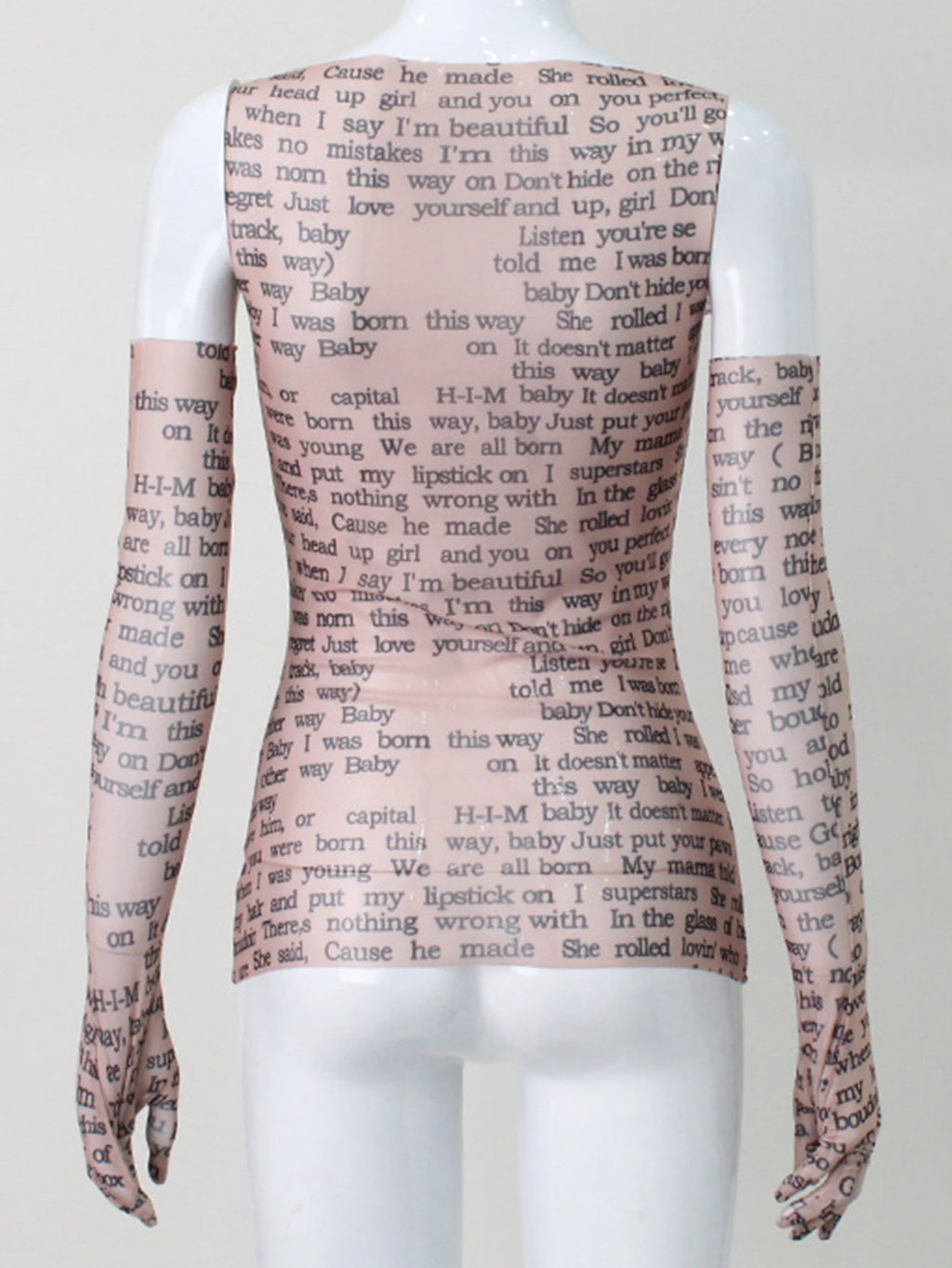 Echo Sheer Letter-Print Long-Sleeve Crop Top One-piece