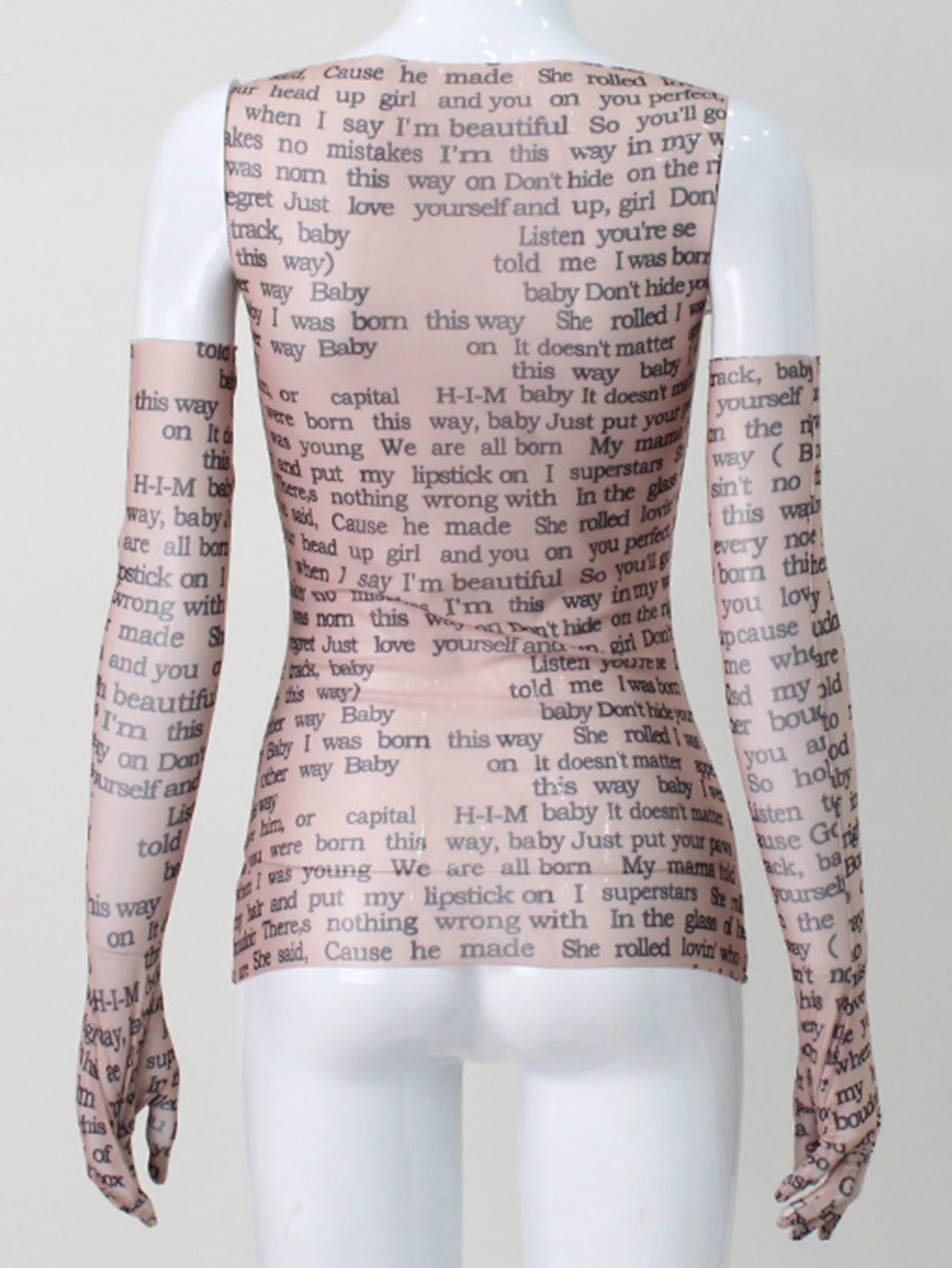 Echo Sheer Letter-Print Long-Sleeve Crop Top One-piece