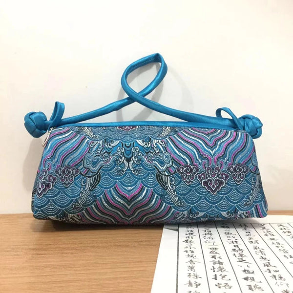 Jade Garden Embroidered Satin Shoulder Bag