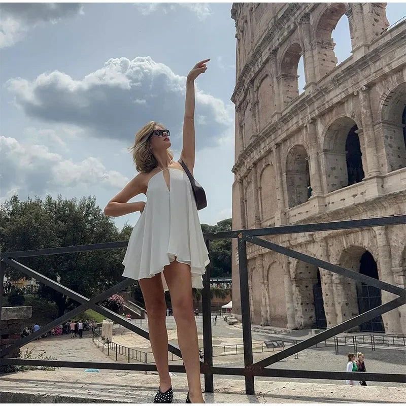 Brielle Deep-V Backless Beach Mini Dress