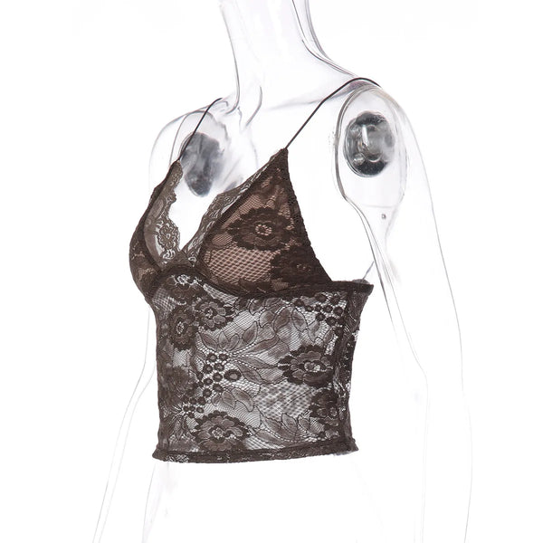 Bella Midnight Lace Spaghetti Strap Top