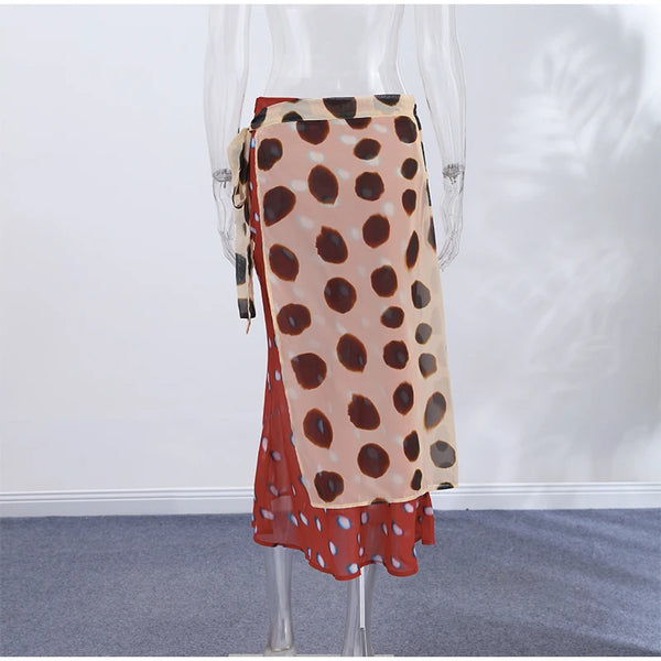 Marlowe Animal Print Wrap Midi Skirt One-piece