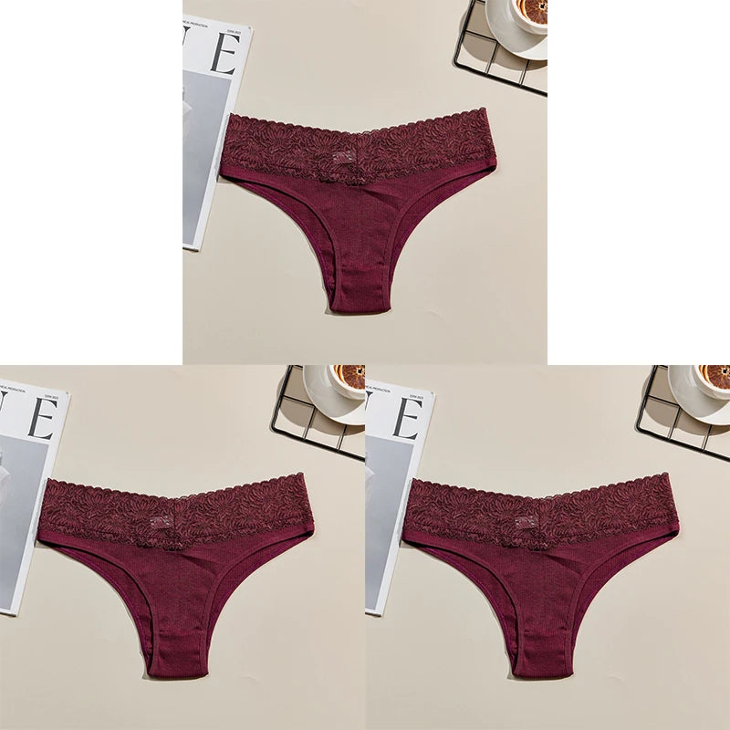 Danica Cotton Lace Brief Pack Lingerie 3-piece