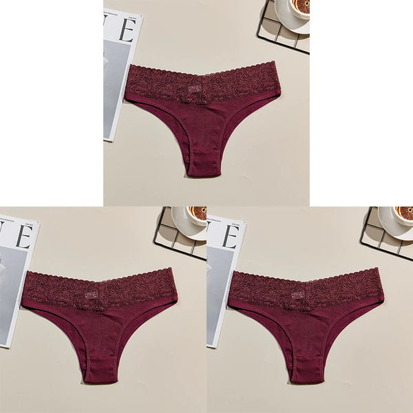 Danica Cotton Lace Brief Pack Lingerie 3-piece