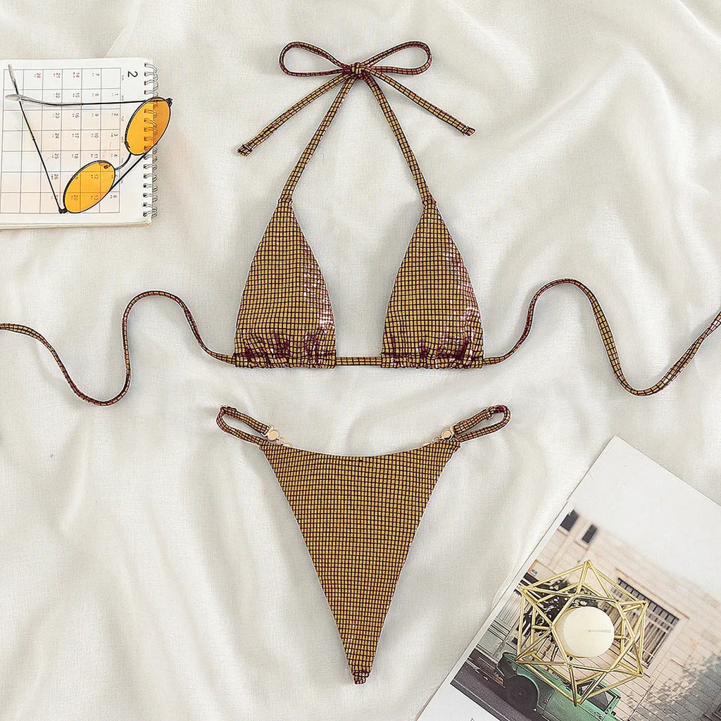 Elysia Rhinestone String Micro Bikini Two-piece
