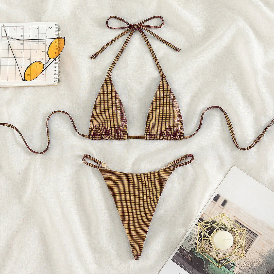 Elysia Rhinestone String Micro Bikini Two-piece