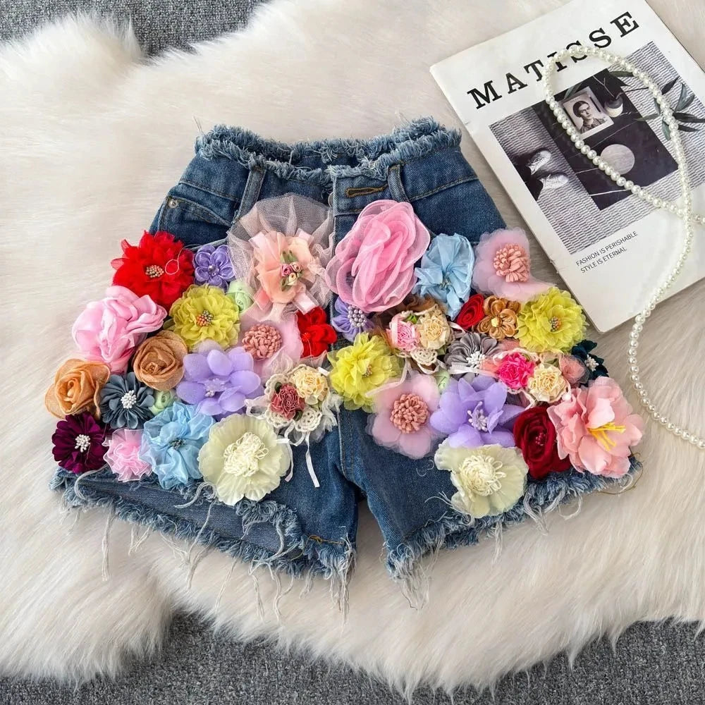 Flora 3D Floral Denim Shorts Apparel One-piece Main image