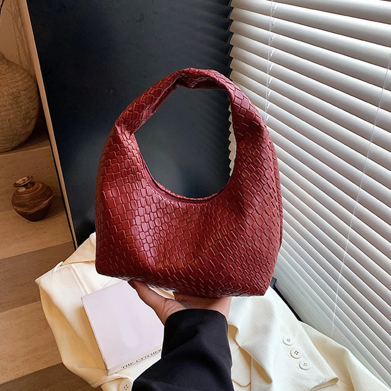 Henrietta Woven Faux-Leather Top-Handle Hobo Bag