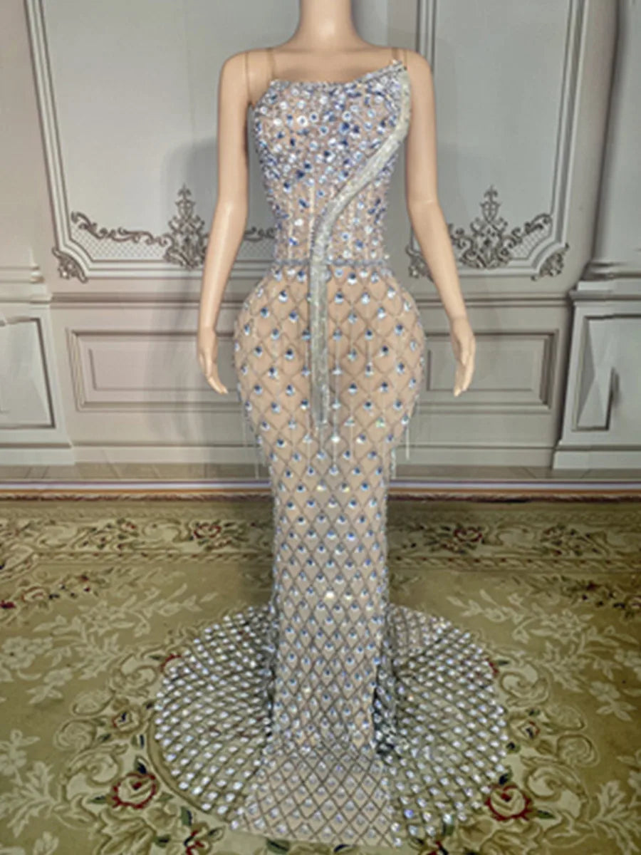 Leonie Crystal-Beaded Tulle Mermaid Maxi Gown Main image