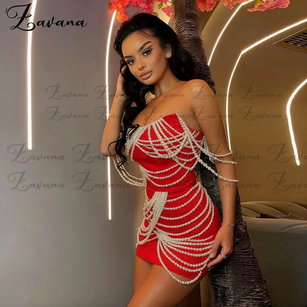 Odessa Beaded Scoop-Neck Homecoming Mini Dress