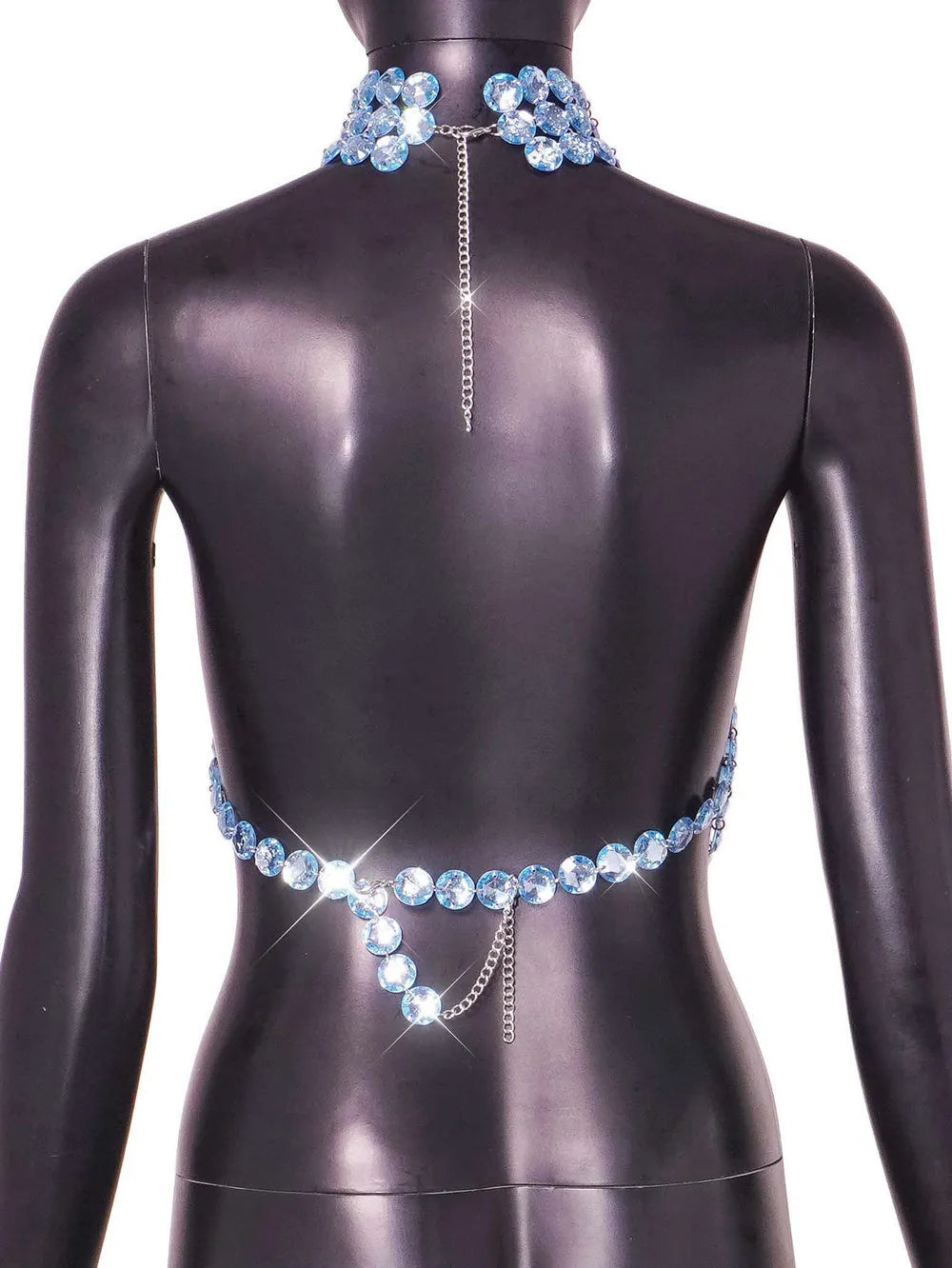 Sapphire Luxe Crystal Mesh Halter Top
