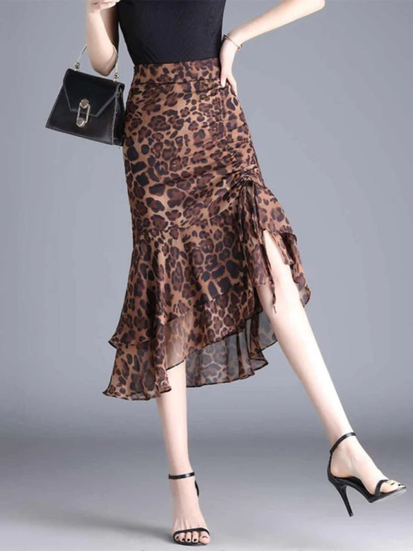 Petra Animal Print Chiffon A-Line Midi Skirt One-piece