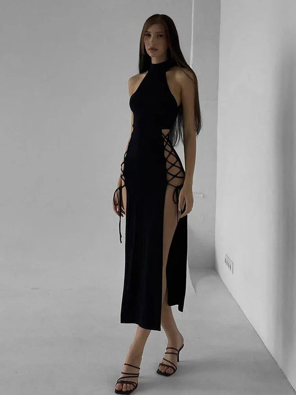 Seraphine Gothic Nun Cosplay Costume with Lace-Up High Slits