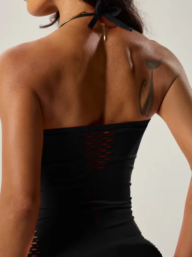 Saskia Multi-Style Fishnet Halter Lingerie Dress