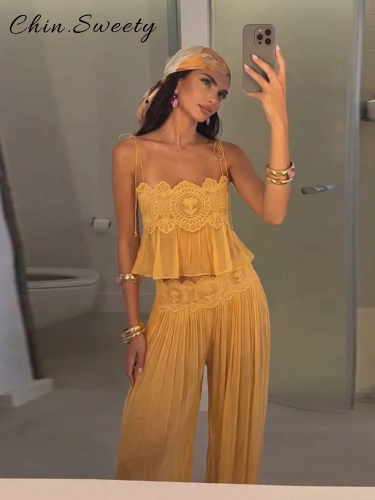 Eloise A-Line Lace Pants Set Two-piece