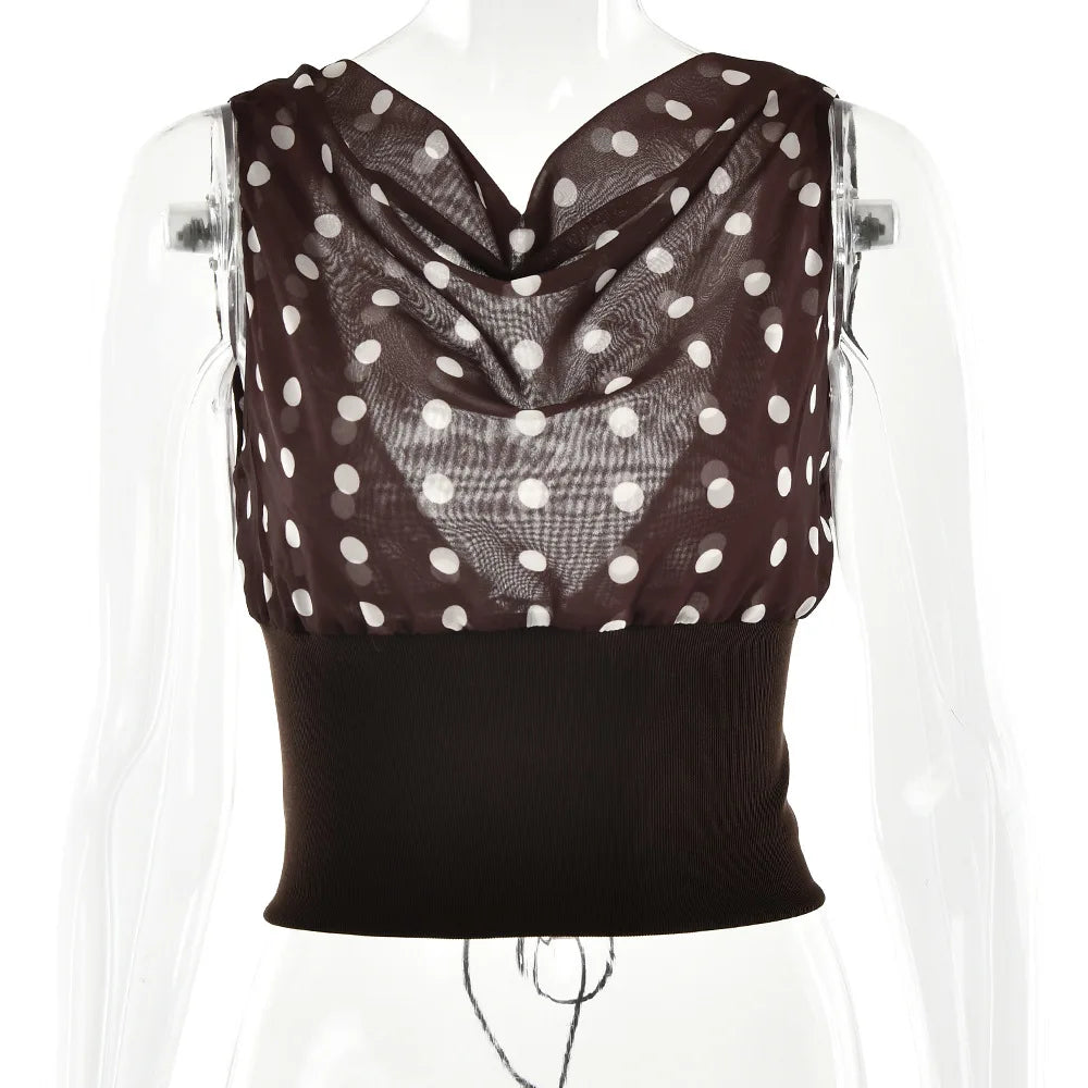 Luna Polka Charm One-Shoulder Top
