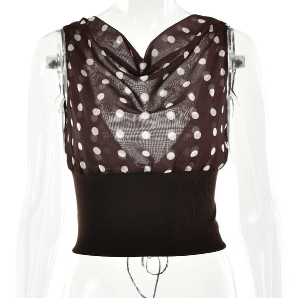 Luna Polka Charm One-Shoulder Top
